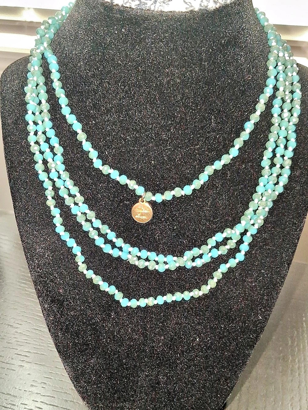 Victoria Lynn Layered Beaded Necklace in Blue